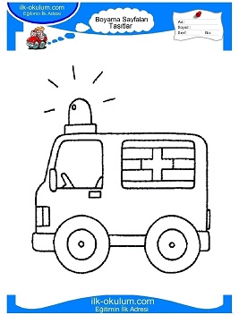 Çocuklar İçin Ambulans Boyama Sayfaları 